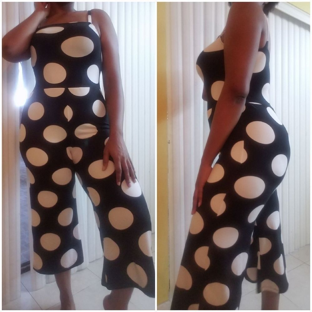 Polka Dot Capri Jumpsuit - Picture 2 of 4